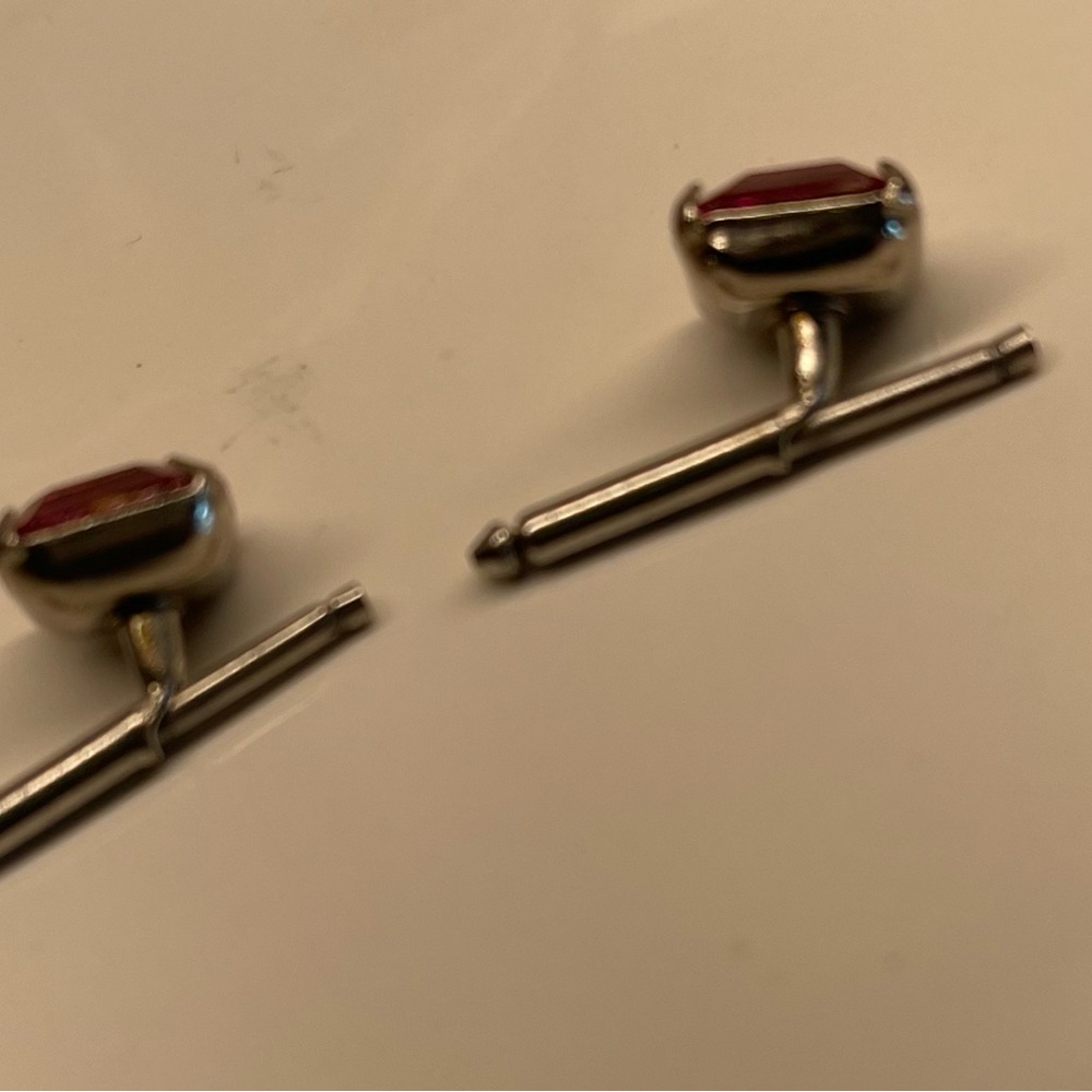 Silver and Red Cufflinks